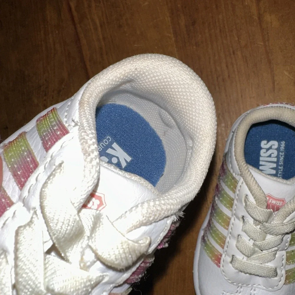 K Swiss Classic Pro White / Rainbow Stripes Toddler Unisex Shoes Size 2